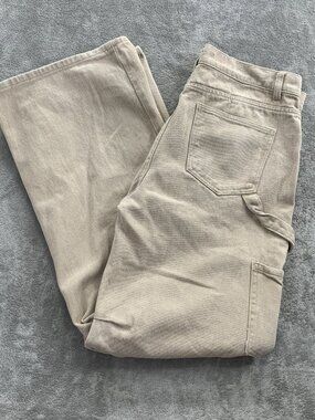Lioness Miami Vice Cargo Pants Size Large Beige Wide Leg Loose Fit Baggy Cotton